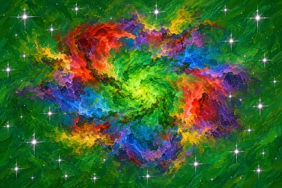 Pictures of the Holy Book: Vibrant Nebula Oil Painting in Emerald Space 🎨✨ #Salvation