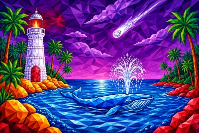 Pictures of the Holy Book: Sapphire Sanctuary: Pearl and Diamond Lighthouse with Whale under Amethyst 🐋 #Salvation